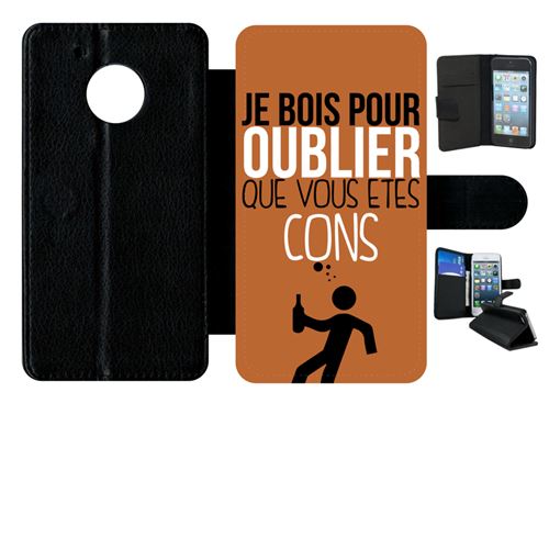 Etui à rabat motorola moto g5 je bois pour oublier que vous etes con 8