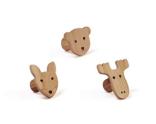 3 patères Animaux Edvin Kid's Concept