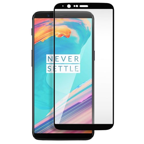 Protecteur écran en verre trempé couverture complète shield film noir pour OnePlus 5T