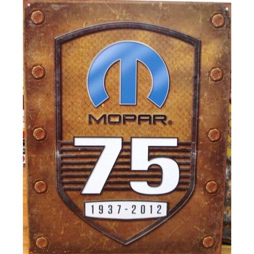 plaque mopar 75th anniversaire deco tole logo usa garage