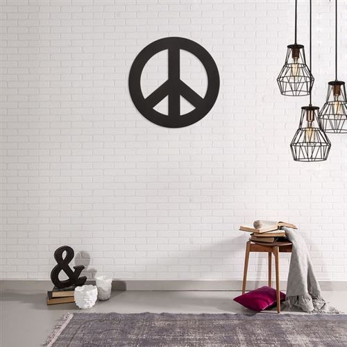 Décoration Murale en Metal Paix Noir - Art, Maison, Déco - pour séjour, bureau, mur