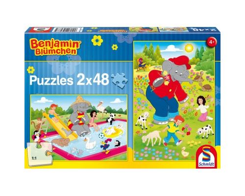 Puzzle 48 Pièces : 2 puzzles Benjamin Blümchen : A l'heure d'été, Schmidt Spiele