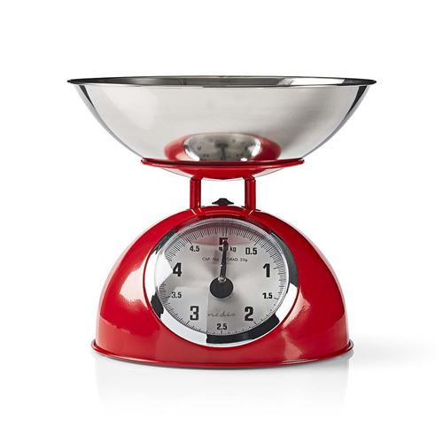Balance de cuisine rétro analogique métal touche rouge nedis
