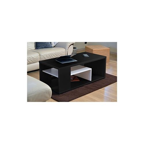 Table basse MELINA B. Meuble moderne et tendance coloris noir et blanc. Idéal pour votre salon. Fabrication française