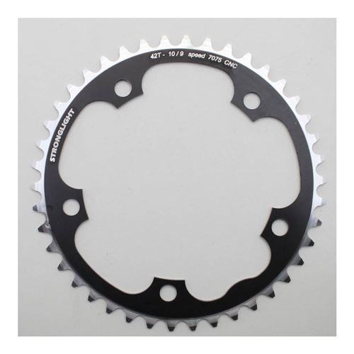 Plateau route 5bra 42dts d.130 interieur noir alu 7075 stronglight type shimano 9-10v.