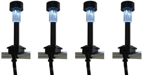 Naeve leuchten 4076322 lot de 4 lampes led en plastique à énergie solaire fonctionne avec une pile nimh aaa sangle de fixation i