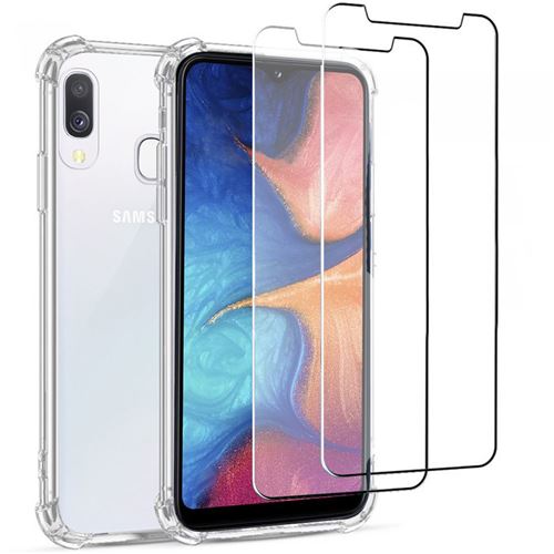 Coque pour Samsung Galaxy A20e Antichoc Silicone + 2 Vitres en verre trempé [Evetane®]