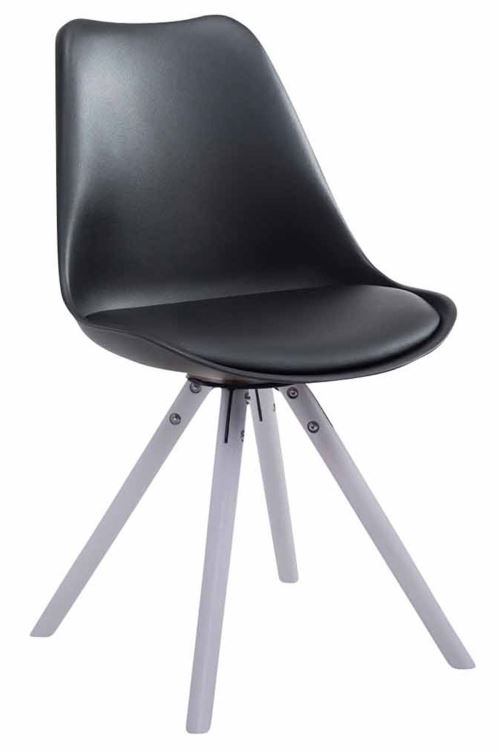 Chaise Toulouse similicuir piétement rond , Noir /Blanc