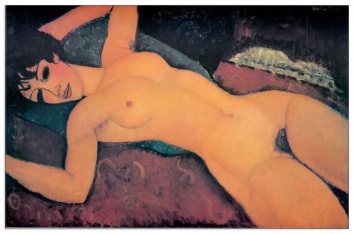 MODIGLIANI - RECLINING NUDE WITH (Panneaux MDF 100x65 cm)