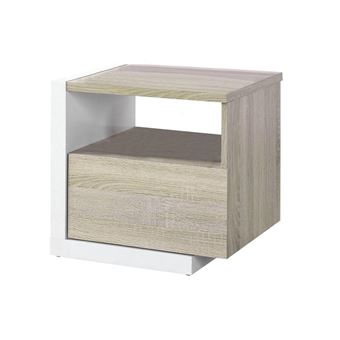 Table De Chevet Scandinave Napoli 1 Tiroir Chene Et Blanc Achat Prix Fnac