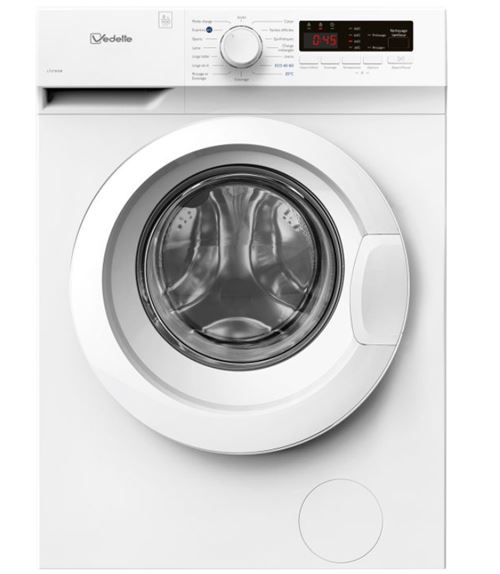 Vedette Lfv184W - Machine À Laver - Largeur : 59.5 Cm - Profondeur : 56.5 Cm - Hauteur : 85 Cm - Chargement Frontal - 53.6 Litres - 8 Kg - 1400 Tours/Min - Blanc
