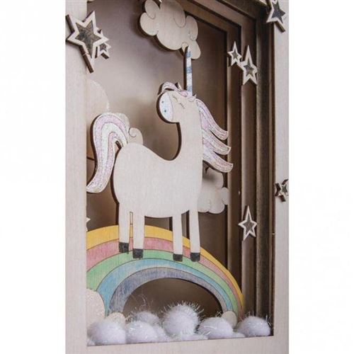 Rayher 62851505 Kit bois cadre &agrave; motif 3D Licorne, FSC 100%, nature