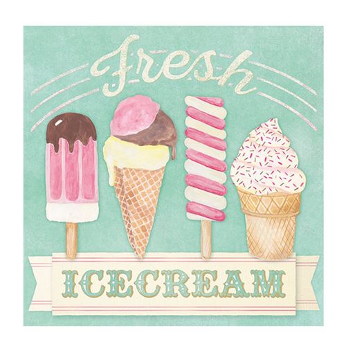20 serviettes vintage glaces fraîches 33x33cm