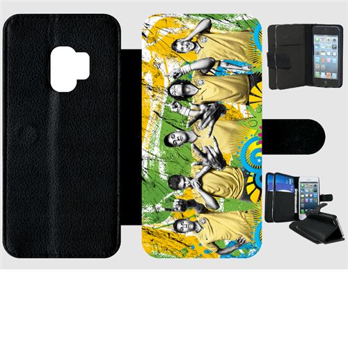 Etui My-Kase pour Galaxy S9 - brazil thiago silva neymar jr david luiz - Simili-cuir Noir