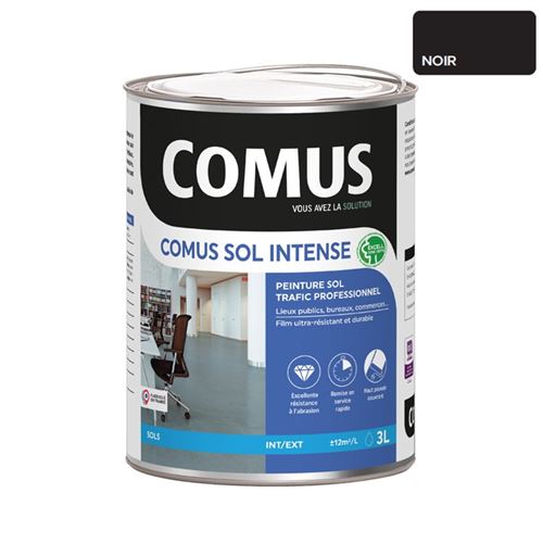 Comus Sol Intense Noir 3l Peinture Sols Intérieurs Et Extérieurs, Trafic Intense/professionnel