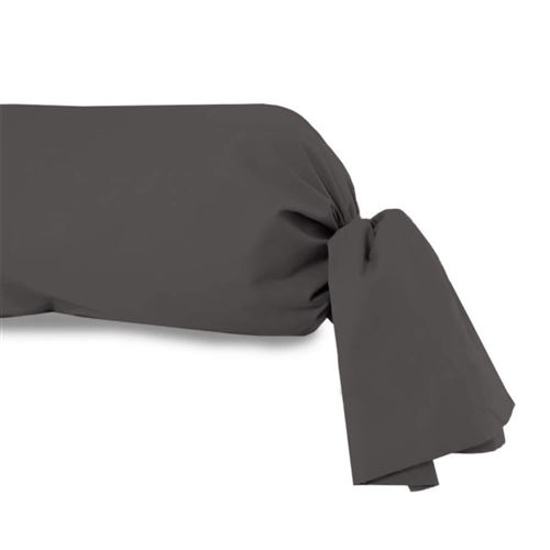 Taie de traversin 100% coton anthracite 90 cm