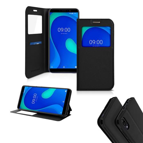 Etui de protection porte carte pour Wiko Y80 -Noir