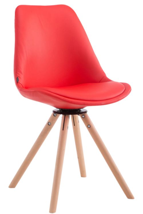 Chaise de visiteur Calais pivotante pieds ronds Nature - Revêtement d'assise Rouge