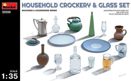 Household Crockery & Glass Set - 1:35e - Miniart