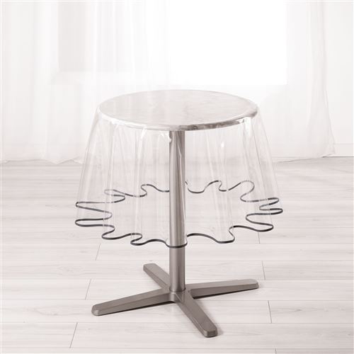 Nappe cristal ronde (0) 180 cm pvc uni 15/100e garden/biais Anthracite