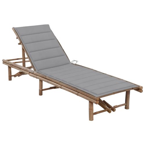 Non Communiqué Gris Chaise Longue Vidaxl L. 200 Cm H. 30 Cm En Bambou Non Empilable Non Pliable