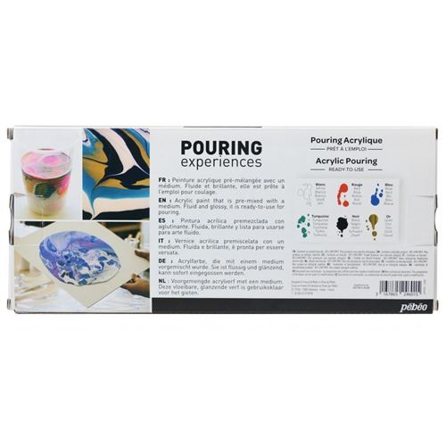 Pébéo Pouring Experience - kit découverte - 4 flacons 59ml de peinture de  coulage prête à l'emploi, huile de silicone & carton entoilé - Schleiper -  Catalogue online complet