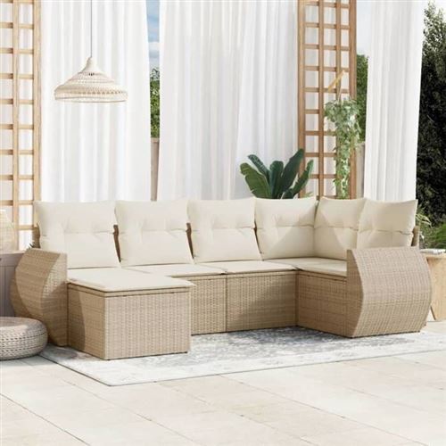Salon de jardin modulable Vidaxl resine tressee beige 6 pieces x 71 x 69
