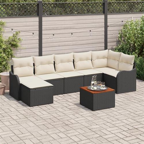 Vidaxl Noir Ensemble De Canapé De Jardin 8 Pièces Avec Coussins En Poly Rattan Canapé De Jardin 2 Places Avec Rangement 3356150 - Image 2