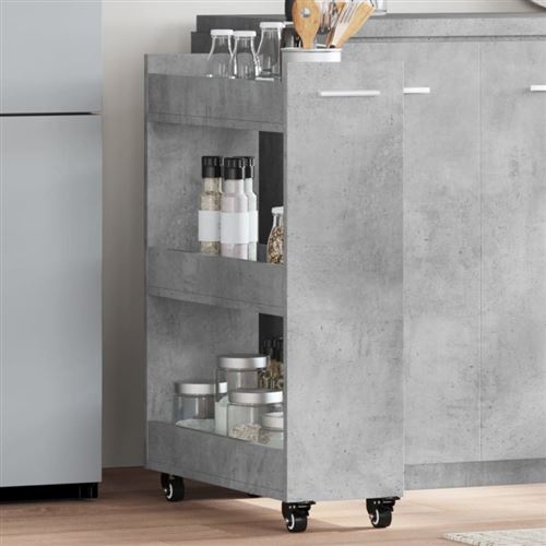 Armoire avec roues gris béton 60x22x79 cm bois d ingénierie