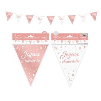 guirlande fanion anniversaire or rose - surprisez vous gfm00rg - 1