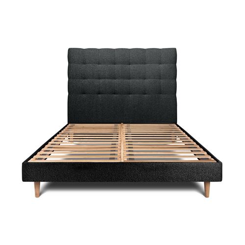 Sommeil de plomb - Lit avec tête de lit capitonnée - 140x200cm - Noir - Image 3
