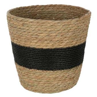 Panier Déco Rond "Ligne" 25cm Naturel & Noir - 1
