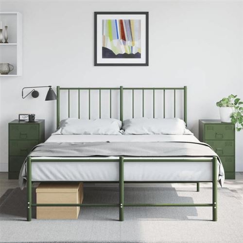 Non Communiqué Vert Vidaxl Tables De Chevet 2 Pcs Noir Olive 34,5X39x62 Cm Acier, Armoire, Meubles De Chambre À Coucher, Support De 841784