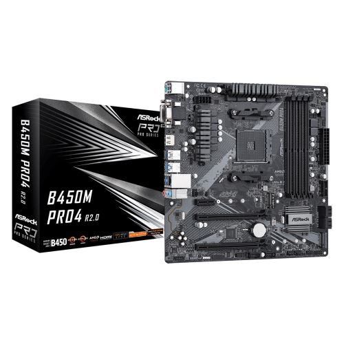 B450m pro4 r2.0 90-mxbeg0-a0uayz amd b450 ddr4 noir