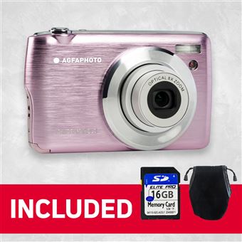 Appareil Photo Numérique Compact Agfa Photo Realishot DC8200PK Rose Housse + Carte SD 16Go incluses