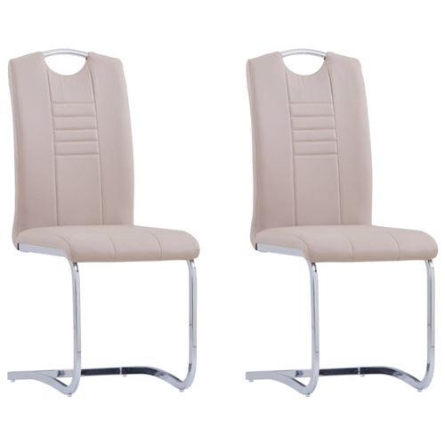 vidaXL Chaises de salle à manger cantilever 2pcs Cappuccino Similicuir
