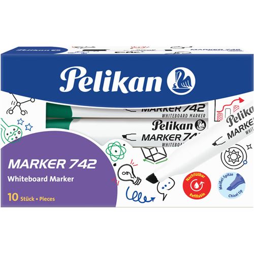 Pelikan Marqueur à tableau blanc 742, pointe biseautée, vert