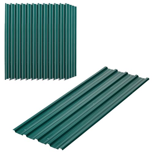 Juego de 12 paneles Outsunny de acero galvanizado resistente a la intemperie, color verde, oscuro. Un cartel de 129 cm de largo x 45 cm de ancho