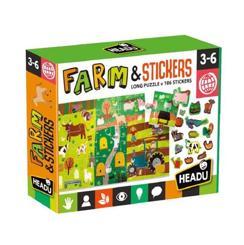 Headu - Puzzle et stickers ferme - Jeu éducatif - Apprentissage animaux - Image 3