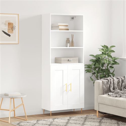 Non Communiqué Blanc Vidaxl Buffet Haut 69,5X34x180 Cm Bois D'ingénierie3189941