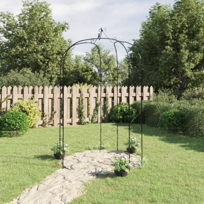Arche De Jardin En Acier Noir 116x45x240 Cm - Pergola, Tonnelle, Support Pour Plantes Grimpantes
