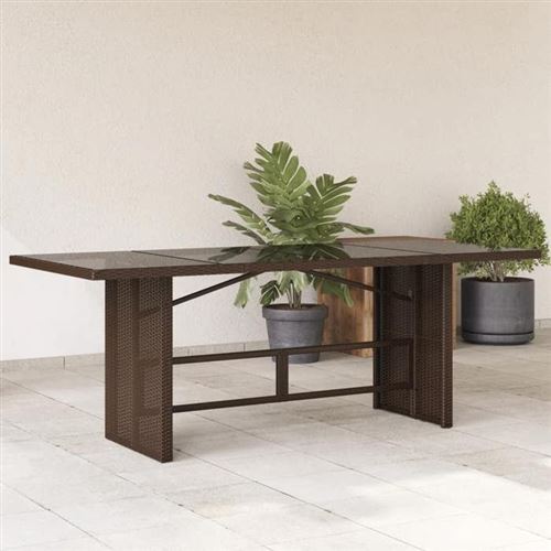 VIDAXL  Table De Jardin Dessus En Verre Marron 190x80x74 Cm