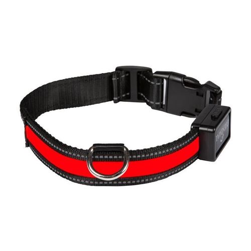 Collier lumineux rouge rechargeable pour chien - Taille S 25mm -45 cm