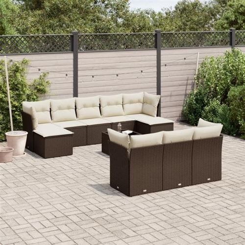 Non Communiqué Marron Salon De Jardin Modulable Vidaxl Rotin 11 Pieces 8 Personnes