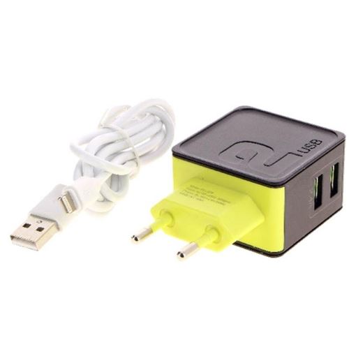Adaptateur Secteur Universel 2 Ports USB 2.4A + Câble iPhone - SILAMP
