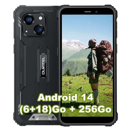 OUKITEL WP32 Pro Téléphone Portable 6 6Go 256Go Android 14 Smartphone 6300mAh Dual SIM 4G-Noir
