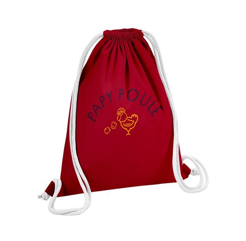 Fabulous Sac de Gym en Coton Rouge Papy Famille Poule 12 Litres