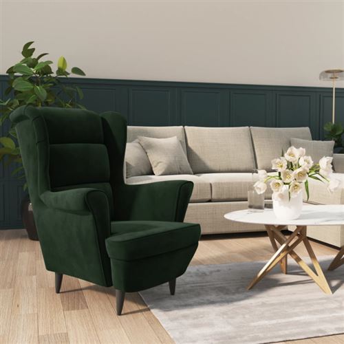 Vidaxl - Fauteuil vert fonc&eacute; velours