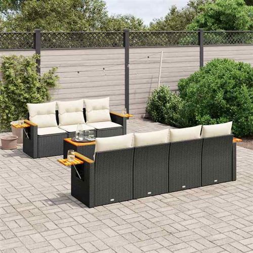 Vidaxl Noir Salon De Jardin 8Pcs - Image 3