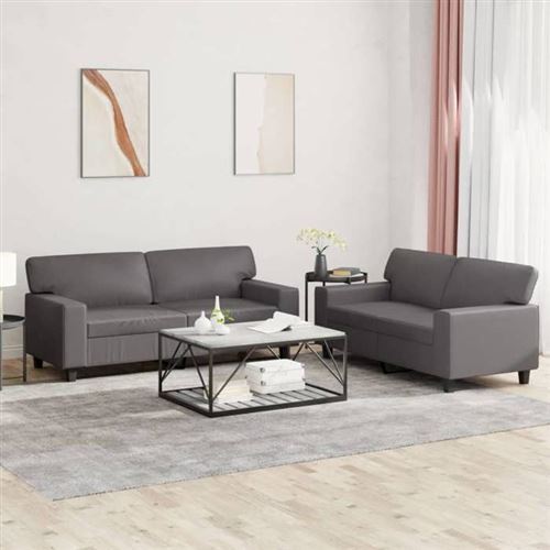 Non Communiqué Gris Vidaxl Ensemble De Canapés 2 Pcs Similicuir